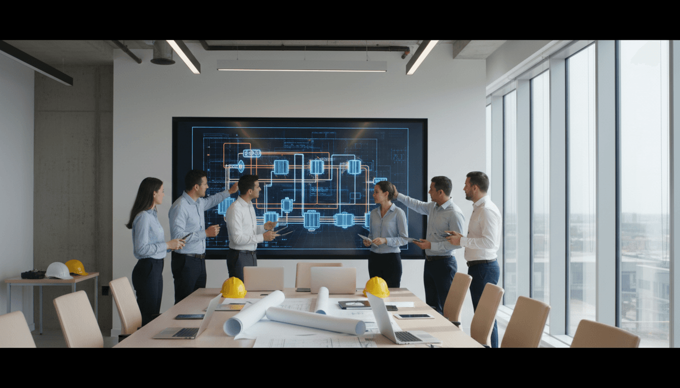 Engineers reviewing a well diagram