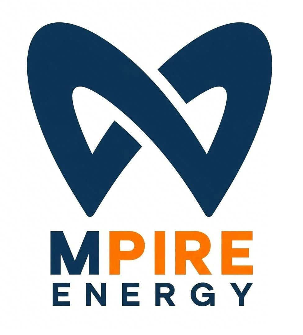 Empire Energy logo with a blue stylized M symbol above orange and blue text.